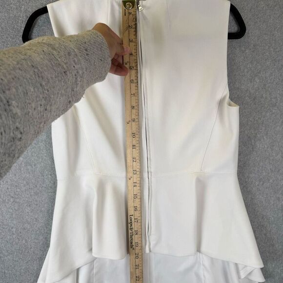 Theory Womens Size Small Sleeveless Peplum Blouse Cream Back Zipper Flowy - Picture 7 of 8